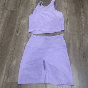 Beyond Yoga Spacedye Biker Short & Halter Top set in Crisp Lavendar Size S NWOT